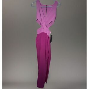 Maria Bianca Nero‎ Purple Two Tone Cutout Floor Length Dress Size 0